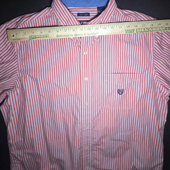 Chaps Mens Red And Gray Striped Long Sleeve Button Down Shirt Size Large - Picture 10 of 12